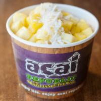 Madly Mango Acai · Blend: acai, mango, strawberry, peach, passion fruit and guarana. Topping: granola, mango, p...