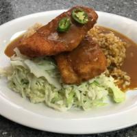 Curry Platter with Wild Cod Katsu · Panko-crusted fresh wild cod over brown rice with our rich Japanese-style savory curry sauce...
