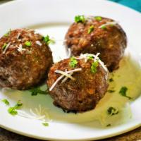 Meatballs · Beef Meatballs, cooked to perfection. 3 juicy meatballs of 2 oz. each, they come with 2 side...