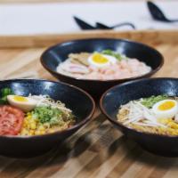 ShoYu Ramen Noodle  soup  · Pork and chicken bone broth  soy souce base Noodle soup. it come with noodles ,broth, half e...