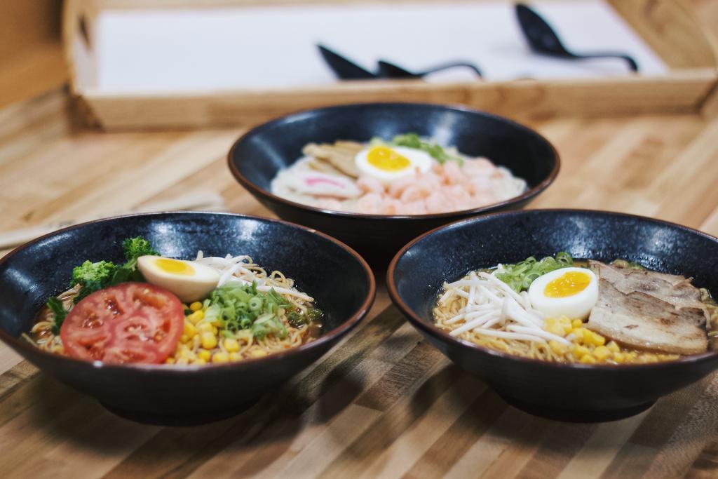 ShoYu Ramen Noodle  soup  · Pork and chicken bone broth  soy souce base Noodle soup. it come with noodles ,broth, half egg ,green onion,bean sprout,teriyak seaw,and your choice of protein.