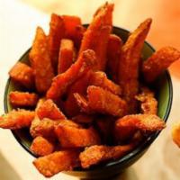 Basket of Sweet Potato Fries · Sweet potatoes fried to perfection. Served with garlic & chive aioli dipping sauce