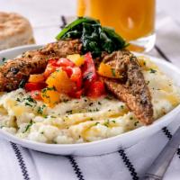 FRIED FISH & GRITS · Crispy Whiting fish served with southern style grits.