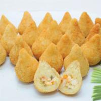 Coxinha De Palmito · Heart of palm croquette. Great for vegetarians, a Brazilian croquette filled nicely with hea...