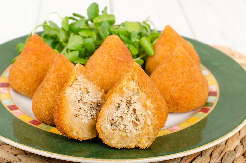 Coxinha De Frango · Chicken croquette. A delicious Brazilian croquette filled nicely with chicken.