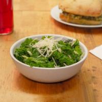 Kale Caesar Salad · Kale,​ romaine and parmesan cheese with Caesar dressing. Gluten free. Dressing contains anch...