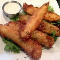 Fried Pickles  · home-made pickle spears with ranch  (ranch is not vegan) 