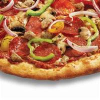 Small American Pizza · Housemade marinara sauce, mozzarella, all-natural pepperoni, fennel sausage, baby tomatoes, ...