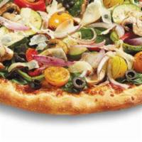Small California Roasted Veggie Pizza · Housemade marinara sauce, mozzarella, baby tomatoes, roasted red onions, fresh bell peppers,...