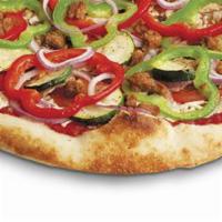 X-Large Berkeley Vegan Pizza · Housemade marinara sauce, daiya vegan cheese, beyond meat vegan sausage, roasted zucchini, b...