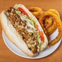 Chicken Steak Sub · Chicken with cheese, fried onions, lettuce, tomato, onion and mayo.