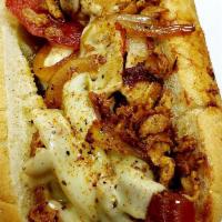 Cajun Chicken Cheesesteak · Chicken, fried onions, peppers, Cajun seasoning and provolone cheese.