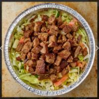 Lamb Over Salad Platter · Platter of lamb over salad and with your option for sauce (white sauce, hot sauce ,barbecue ...