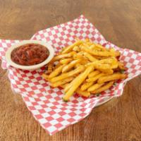 Fries · Premium seasoned fries, cooked until perfectly crispy and topped with a pinch parmesan 