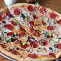 The New Yorker  · Pepperoni, mushrooms, onions, bell peppers, and black olives made just right!
