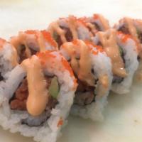 Spicy Tuna Rolls辣吞拿鱼卷 · Spicy tuna, avocado, sesame seeds, spicy mayonnaise, and seaweed. Spicy.
