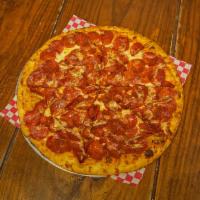 Pepperoni Suicide Pizza · Double mozzarella and triple layer of pepperoni.