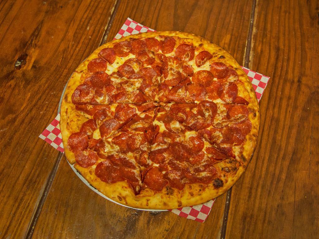 Pepperoni Suicide Pizza · Double mozzarella and triple layer of pepperoni.