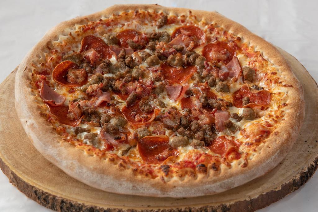Italian All Meat Pizza · Pepperoni and Italian sausage ham, beef, bacon and mozzarella cheese.
