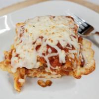 Meat Lasagna · Layered dish with wide flat pasta. 