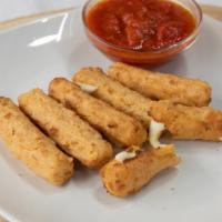 6 Piece Mozzarella Sticks · Served with marinara sauce.