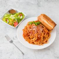 Spaghetti with Tomato Sauce · Served with your choice of soup or salad.