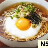N5. Tsukimi Soba · Hot soba with egg.