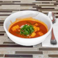 Caldo de Camaron · Shrimp Soup (side tortillas, limes, onion, cilantro and chilis)-medium spice-
