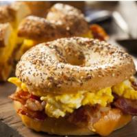 Turkey Bacon Egg & Cheese · 2 Organic eggs, american cheese and organic turkey bacon on a roll