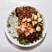 My Waldrof Salad · Served with Arcadian Mix, Apples, Grapes, Gorgonzola, Walnuts, and Grilled Chicken. Recommen...