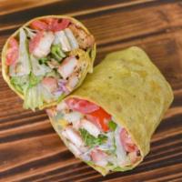My Fiesta Wrap · Romaine, grape tomatoes, red onions, cilantro, Cajun grilled chicken, fresh squeezed lime, a...