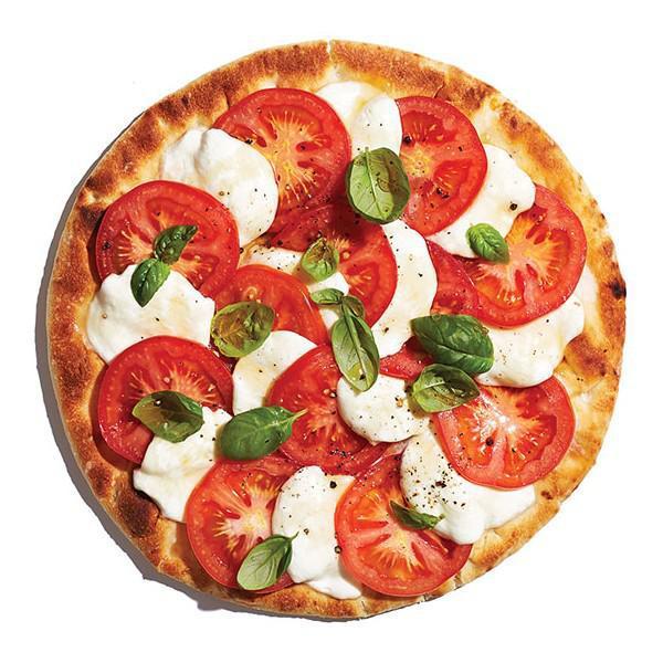 Caprese Pizza · Pizza crust topped with mozzarella, fresh tomatoes and fresh garlic.