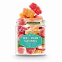Triple Decker Sour Bears-Fruity · Jumbo gummy bears stacked high with three tart, fruity flavors