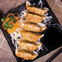 A5. Gyoza · 6 pieces. Steam or pan fried pork and vegetable dumplings.