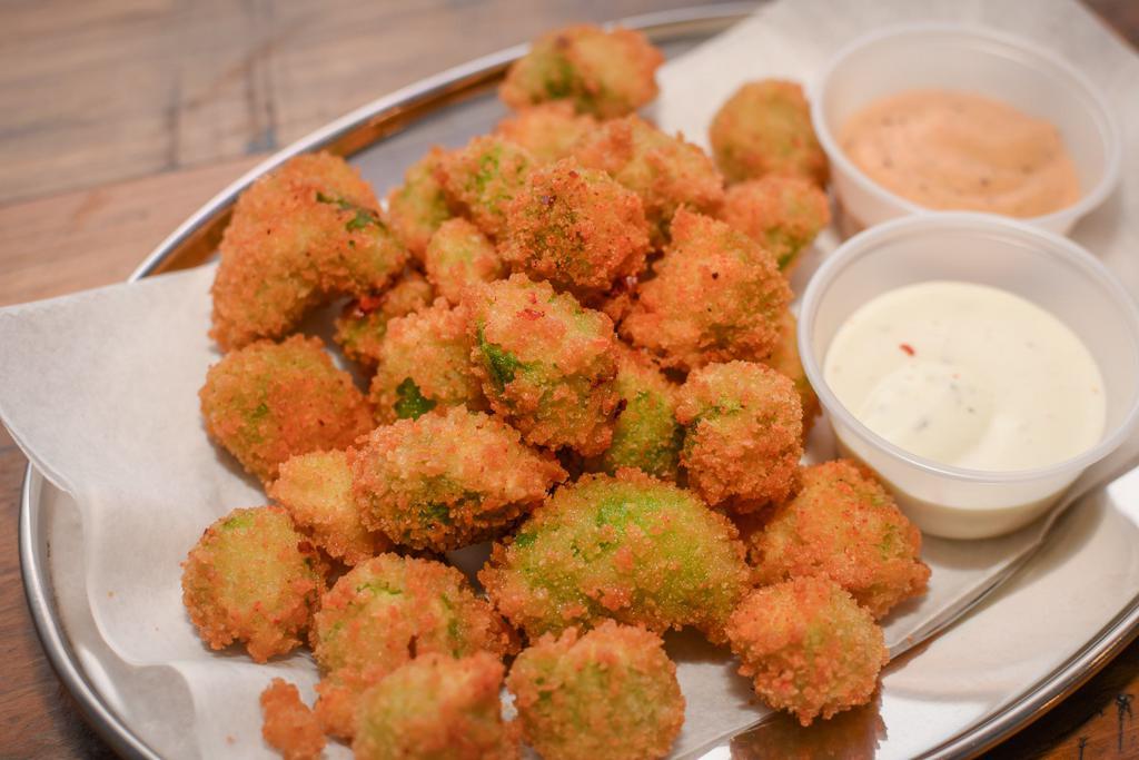Panko Fried Okra · Cooked in oil.