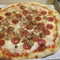 Meat Lovers Pizza · Tomato sauce, mozzarella, meatballs, Liguria sausage, Cup & Char pepperoni and bacon. Our pi...