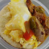 Colombian Arepa, Eggs Omelette w Sausage, Mozzarella Platter  · 