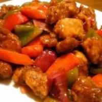 P1. Sweet and Sour Pork · Sweetened sauce with a vinegar base.