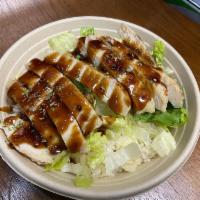 Grilled Chicken Over Rice  · Grilled Chicken (Chicken Breast) with lettuce and rice (Choice of one sauce). 