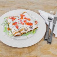 Flautas · Taquitos dorados. Pollo, papa con chorizo, bistek or tinga. 3 rolled hard tacos topped with ...