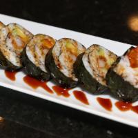 Shrimp Tempura Roll · Rice, nori, cucumber, avocado,shrimp tempura and eel sauce.