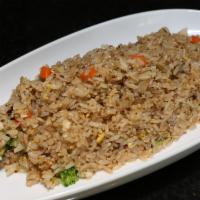 Veggie Fried Rice · Short grain Japanese rice, peas, carrot, cabbage, onions and eggs