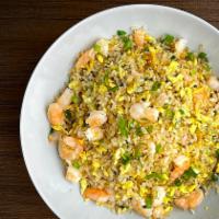Shrimp Fried Rice · Rice, shrimp, cage-free eggs, and green onions. 
