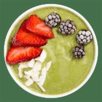 The Big Green Bowl · Apple juice, kale, spinach, dates, pineapple and banana all in the base. Toppings: banana, s...