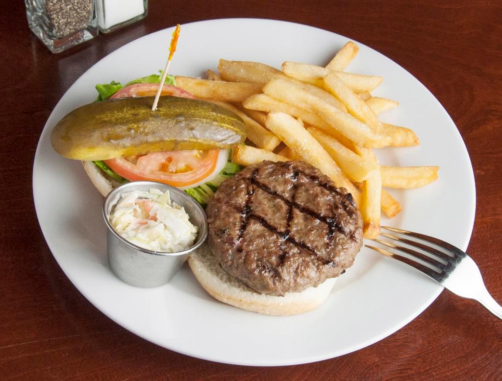 McHale's Burger · Grilled and seasoned to perfection, served on a potato bun. Burgers and sandwiches served with french fries, lettuce, tomato, onion, and a pickle.