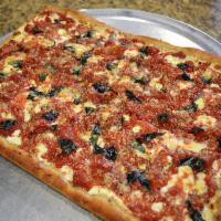 Sicilian Pizza · Thick square crust.

