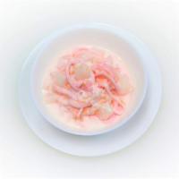 Buko Lychee · Lychee flavored jelly with shredded young coconut