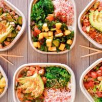 Build Your Own Medium Poke Bowl · 1.5 servings of base, 3 choices (6 oz.) of protein.