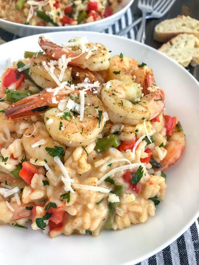  Risotto di Scampi · shrimp grilled with shishito peppers on risotto rice