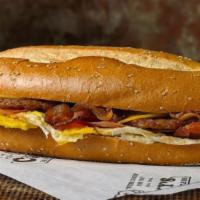Bacon egg and cheese on a hero · Bacon ,sausage ,ham or turkey